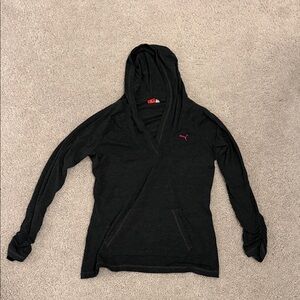 Puma Black Hoodie with Pink Emblem